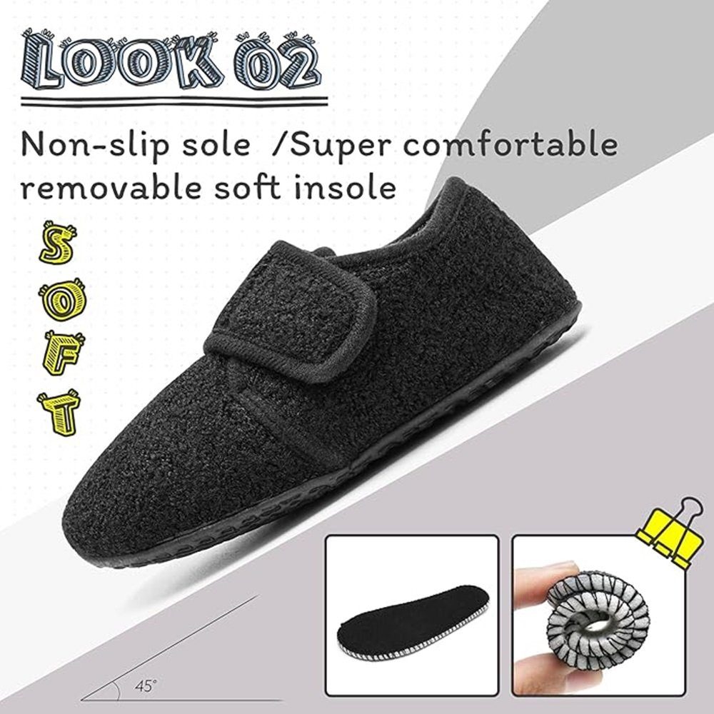IceUnicorn Kinder-Hausschuhe - Wärmende, rutschfeste Slipper, Klettverschluss Hausschuh (1Paar Kinderhauschuhe, herausnehmbare waschbare Innensohle, rutschhemmender Sohle) Rutschfeste Gummisohle für sicheren Halt