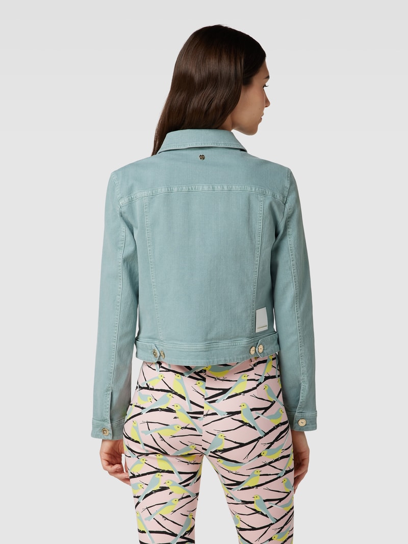 Cropped Jeansjacke mit Knopfleiste in petrol
