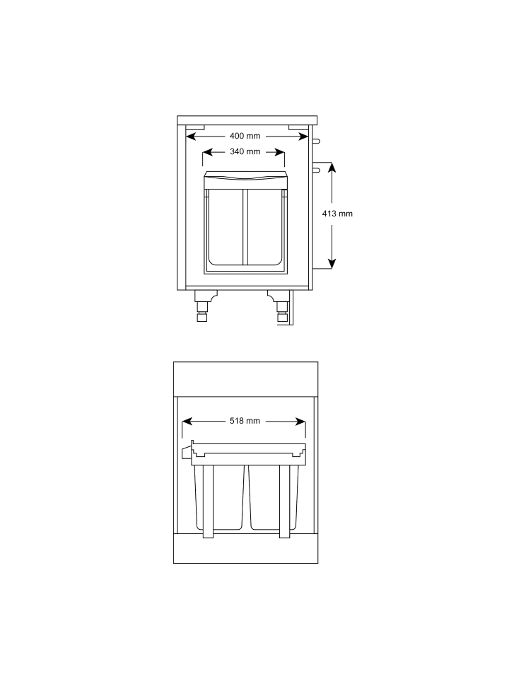 relaxdays Einbaumülleimer in Weiß - 1x 20 l   2x 10 l günstig kaufen onesize
