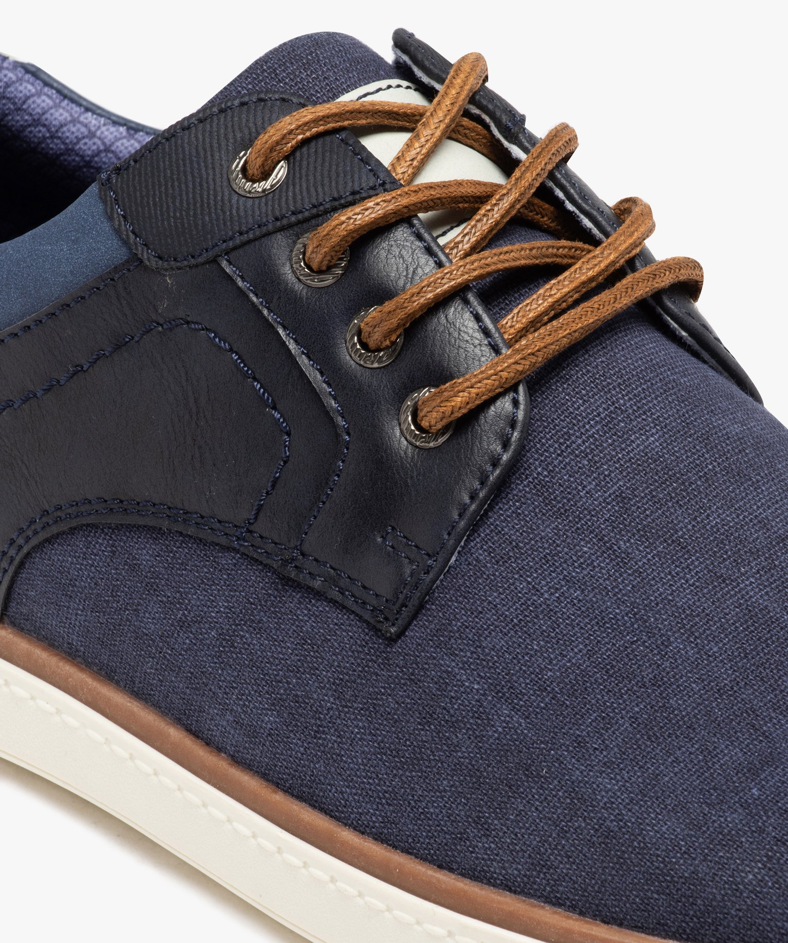Derbies homme dessus toile à semelle contrastée bleu | GEMO