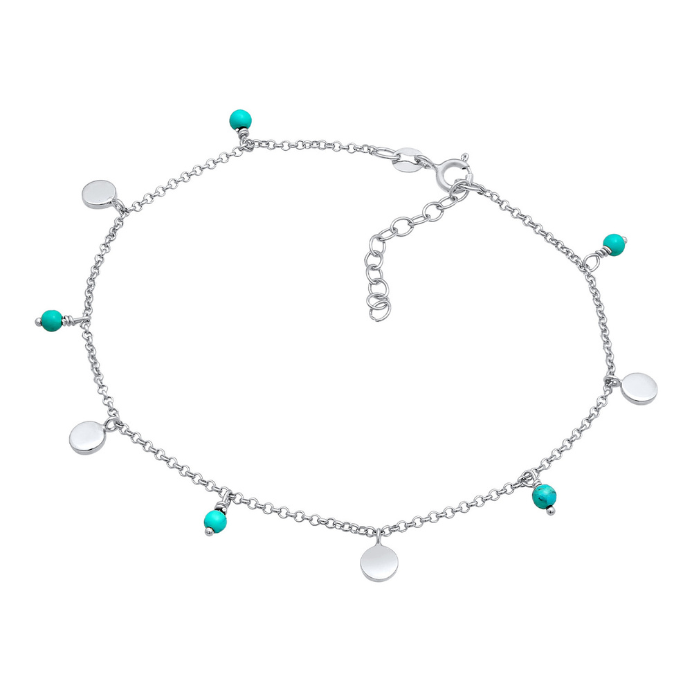 Elli Elli Bracelet de Cheville Plaque pour dames Turquoise Summer Boho avec perles How Bijoux