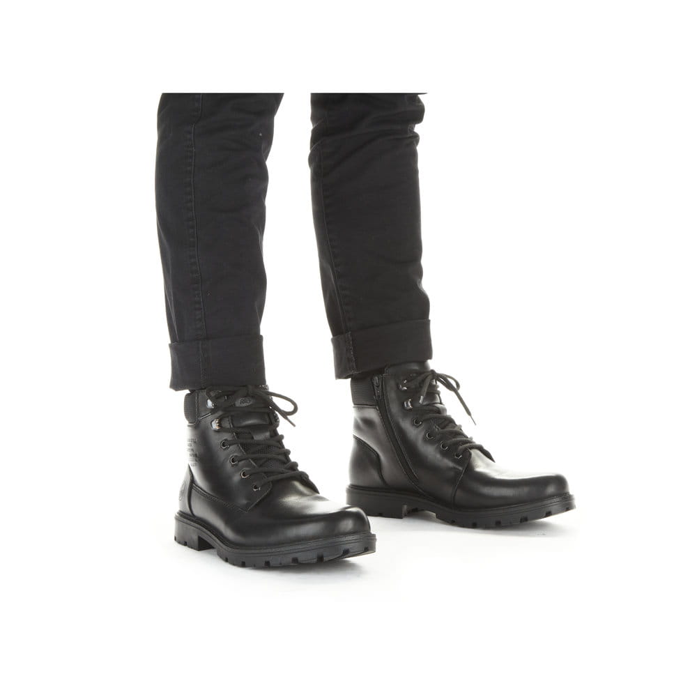 Rieker Herren Schnürstiefel glanzschwarz