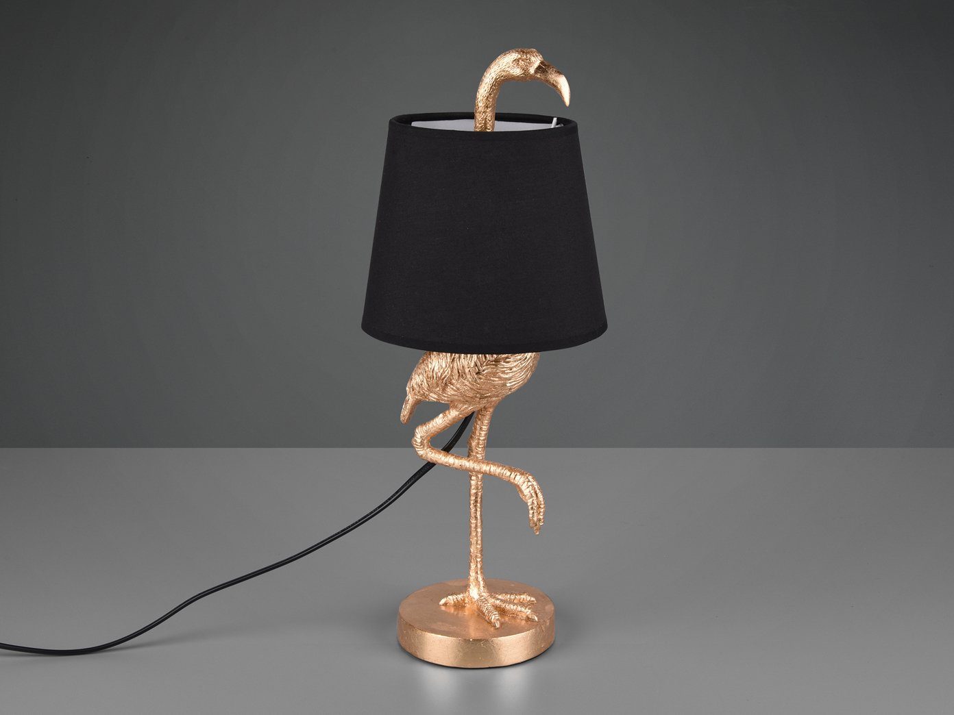 meineWunschleuchte LED Tischleuchte, LED wechselbar, Warmweiß, große ausgefallene Designer-lampe Tierlampe Fensterbank gold-en H 33cm