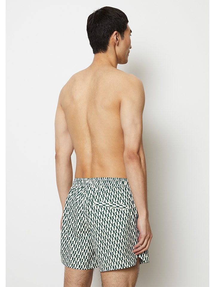 Marc O´Polo Badeshorts in Creme/ Dunkelgrün günstig kaufen