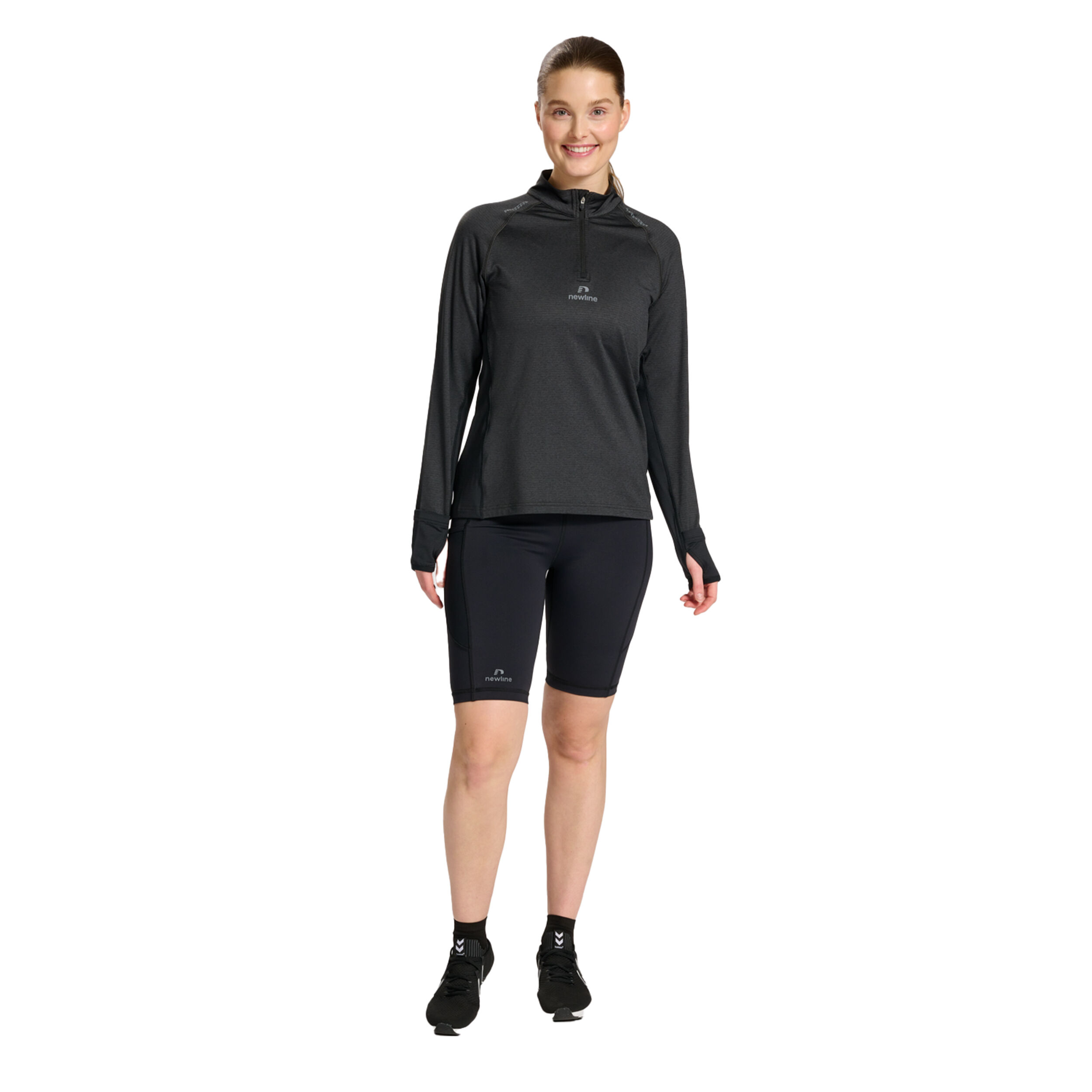 Mesa Half-Zip Lauftop Damen - Schwarz