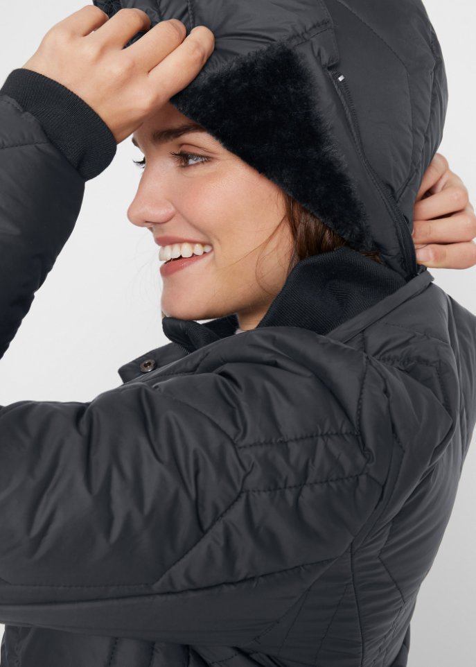 Steppmantel mit Diamanten-Steppung, lang