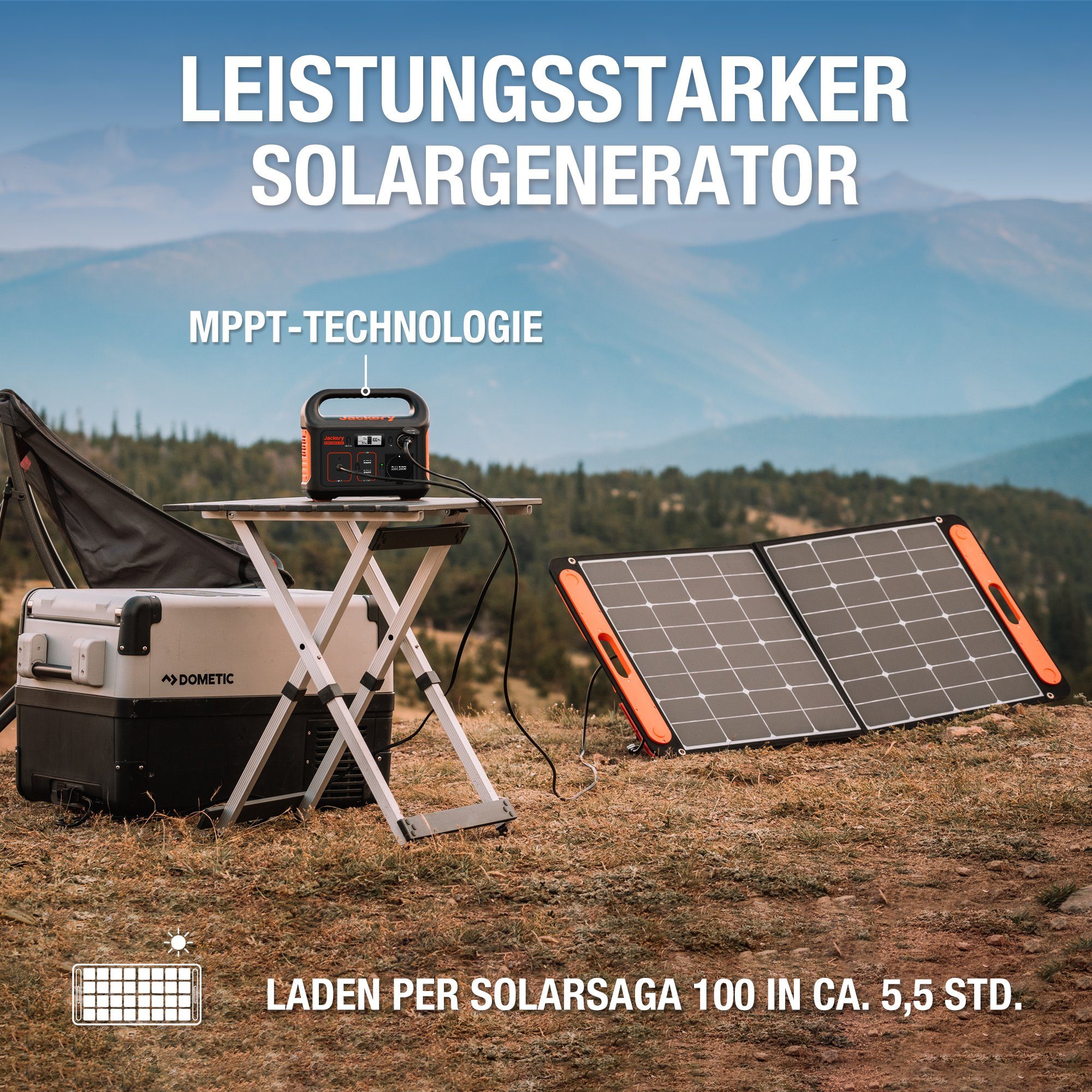 Jackery Stromgenerator Solargenerator 240 80W, 240Wh tragbare Powerstation mit 80W Solarpanel, 0,40 in kW, (2-tlg), tragbar für Camping Outdoor