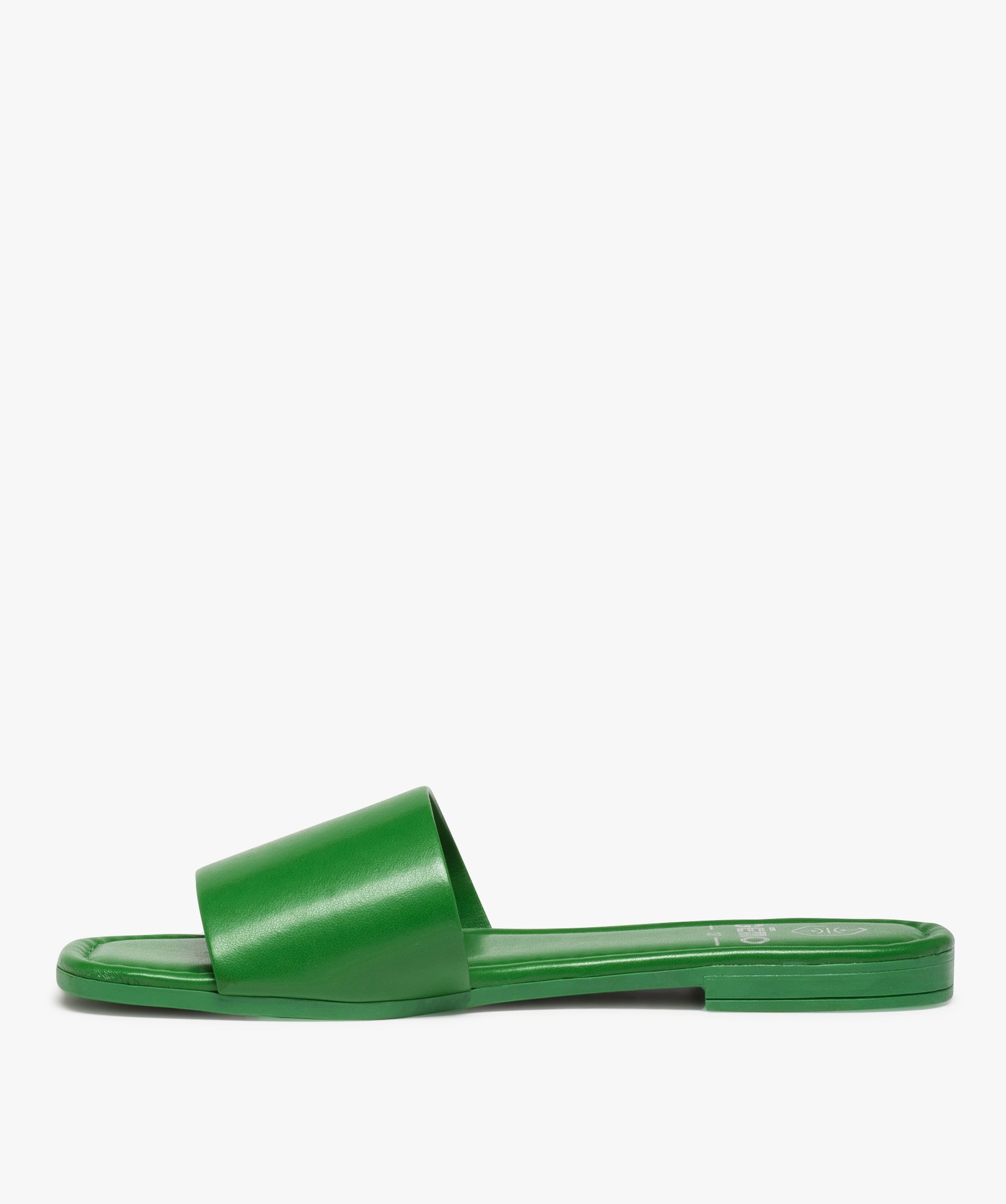 Mules femme unies à talon plat et bride droite vert | GEMO