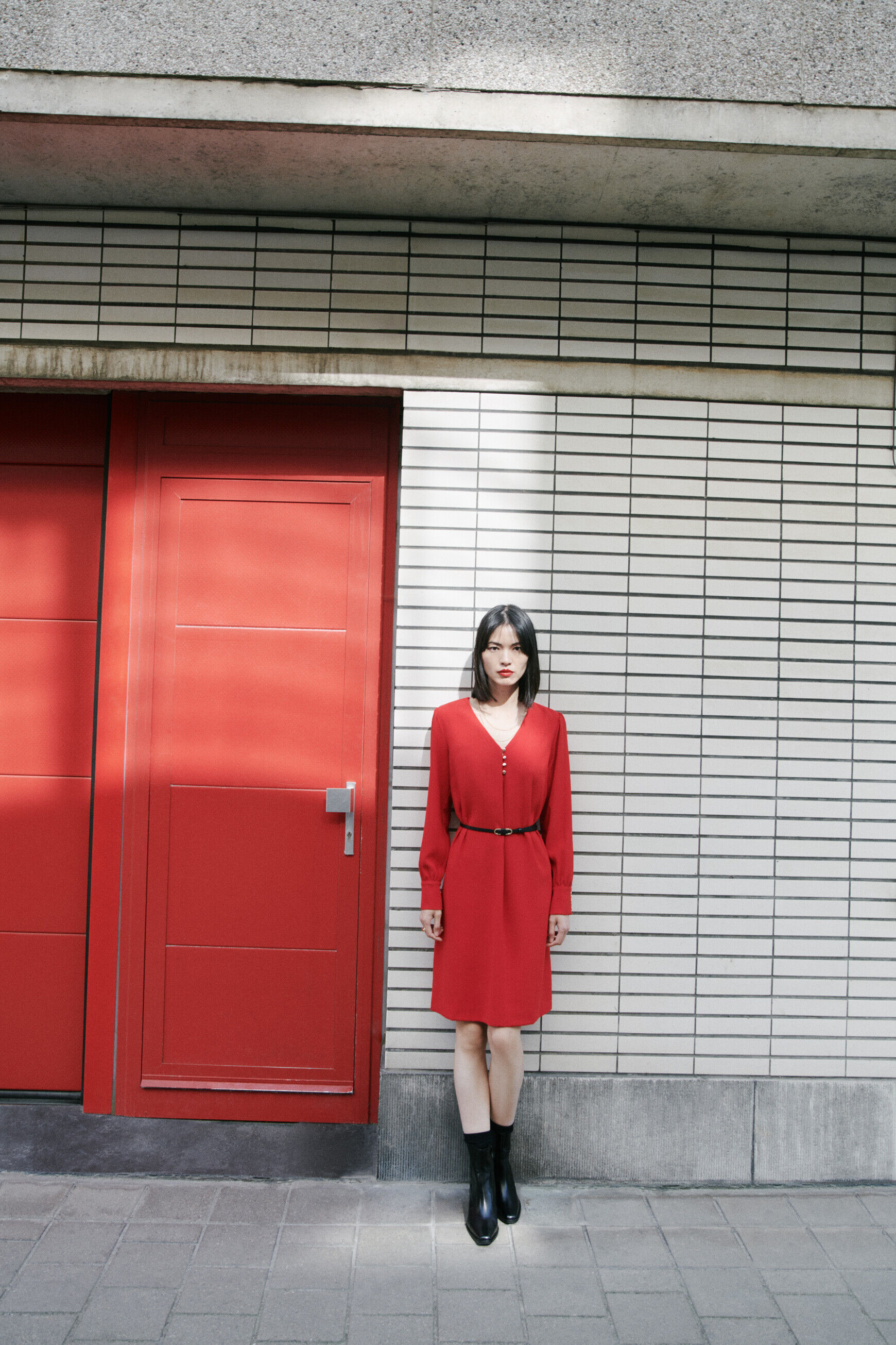 Robe roseline rouge femme