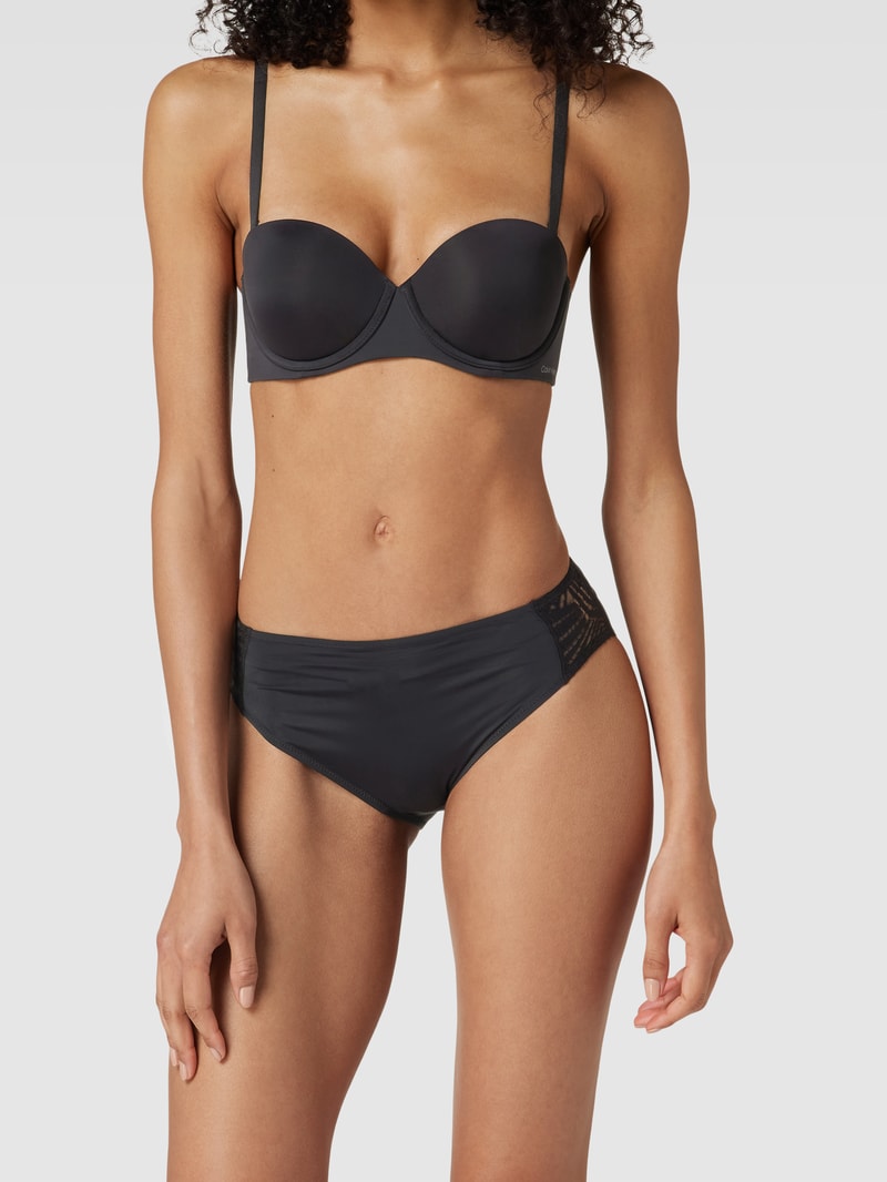Slip mit Spitzeneinsätzen im 2er-Pack in schwarz