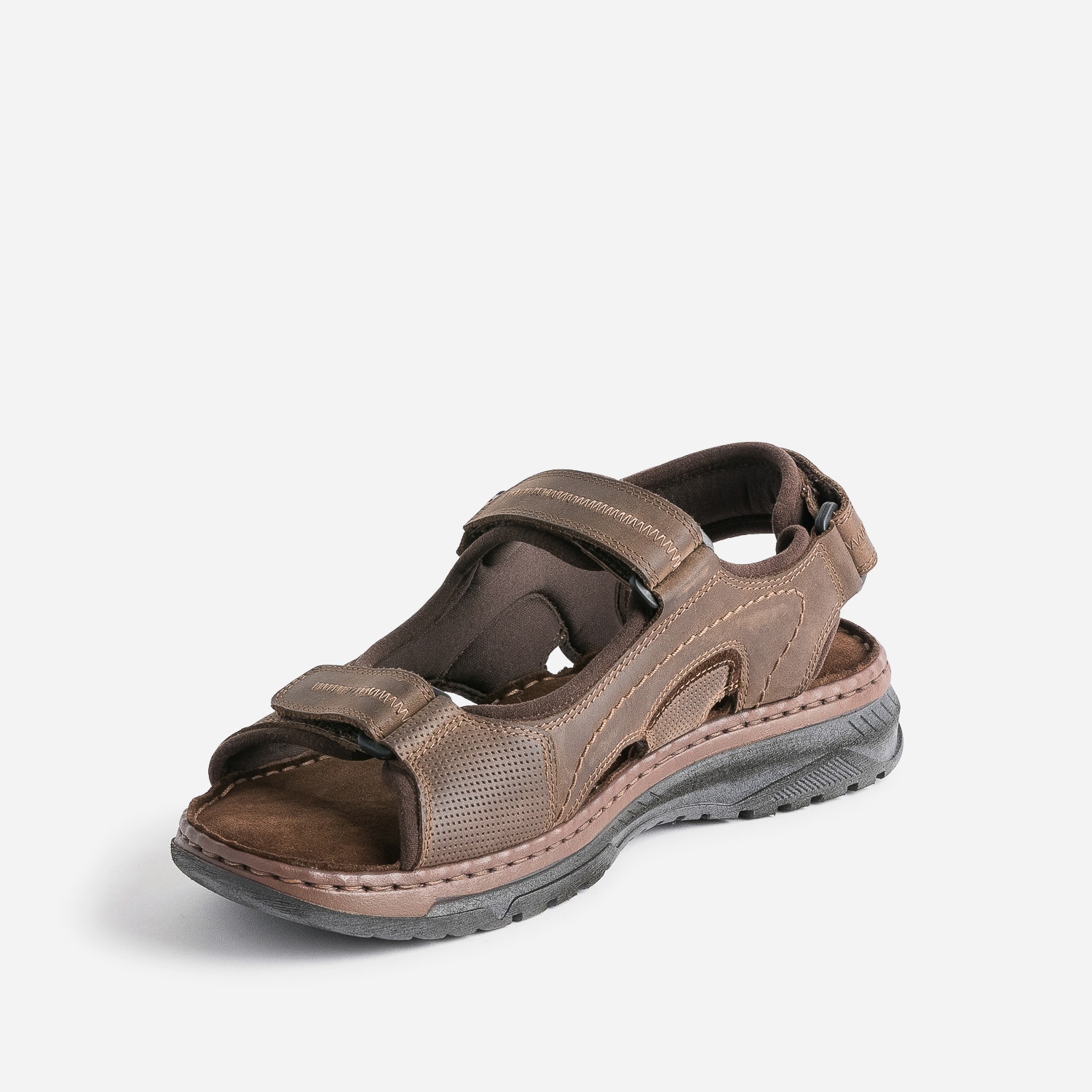 Sandale marron en cuir à scratchs