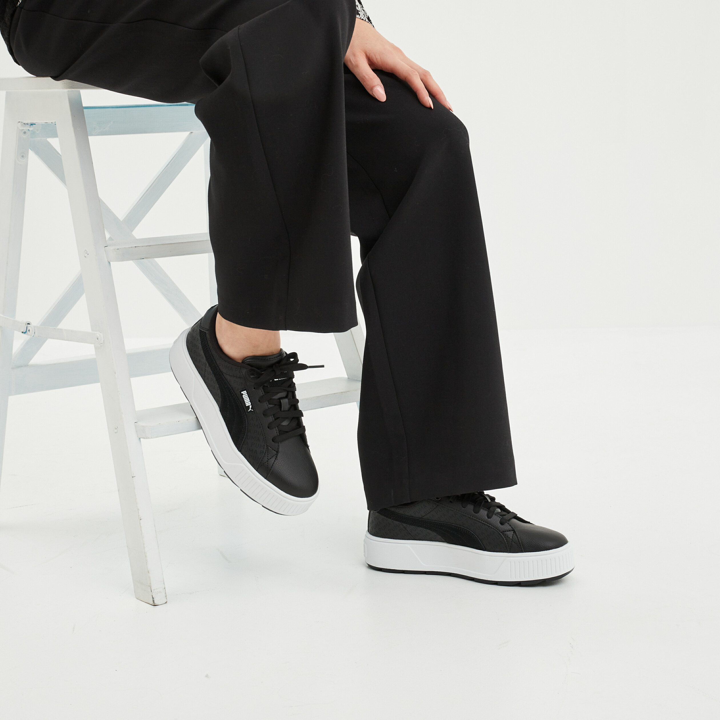 Tennis à plateformes en cuir Puma Karmen noir femme | La Halle