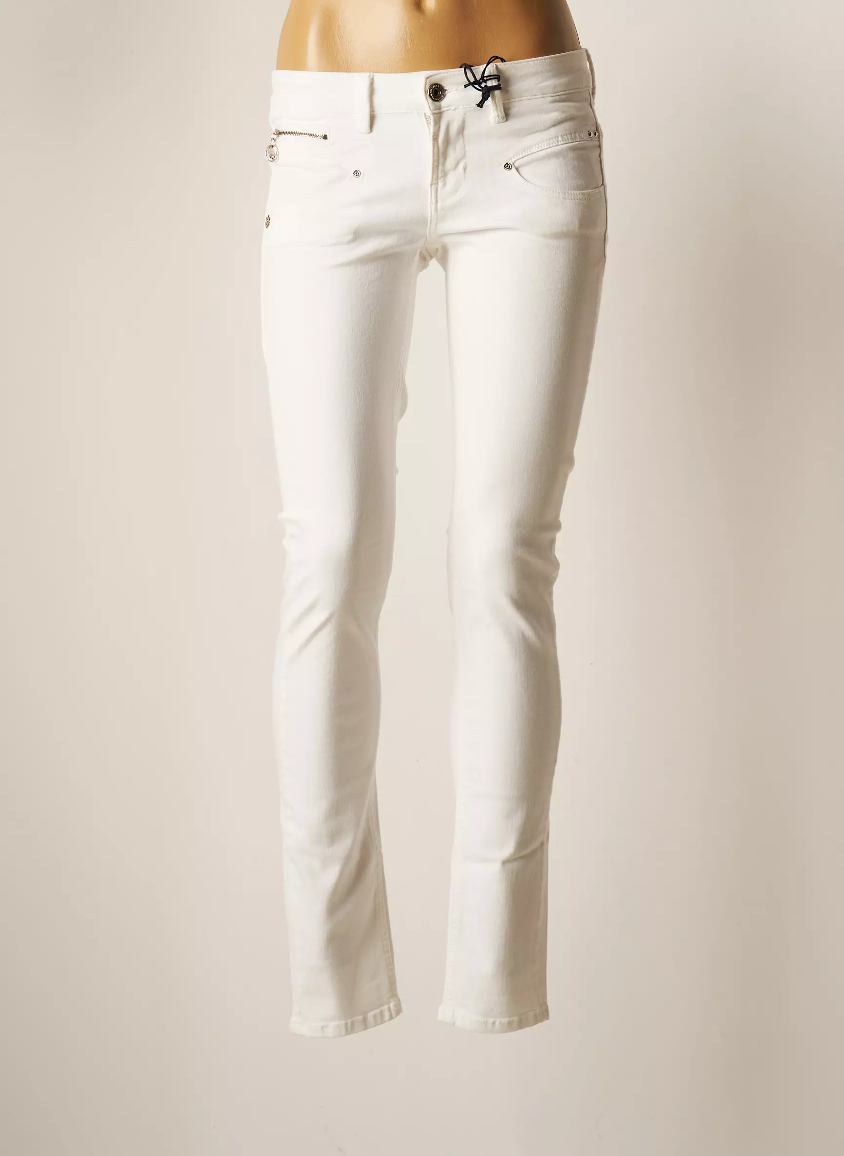 Freeman T Porter Jeans Coupe Slim Femme couleur blanc