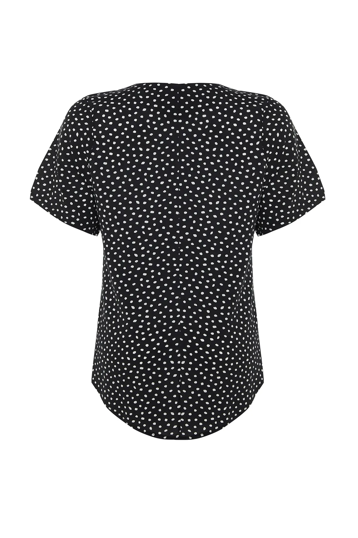 Trendyol Curve  Schwarze gewebte Bluse mit Tupfenmuster TBBSS22AF0033