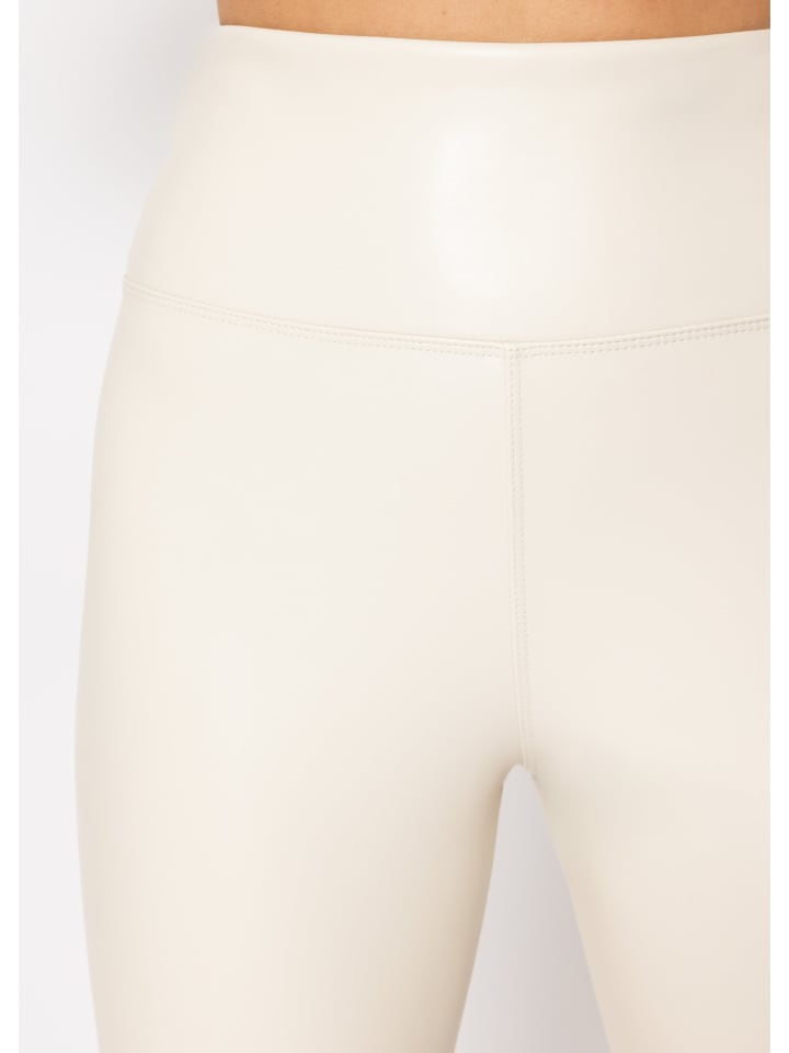 SASSYCLASSY Thermo Leggings in Lederoptik in Hellbeige günstig kaufen