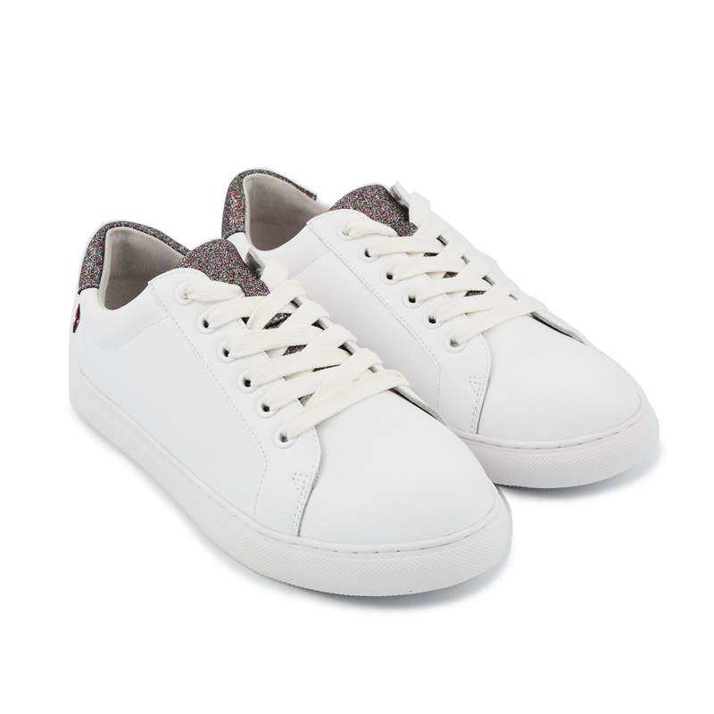 Baskets en cuir Simone blanc/glitter multicolor