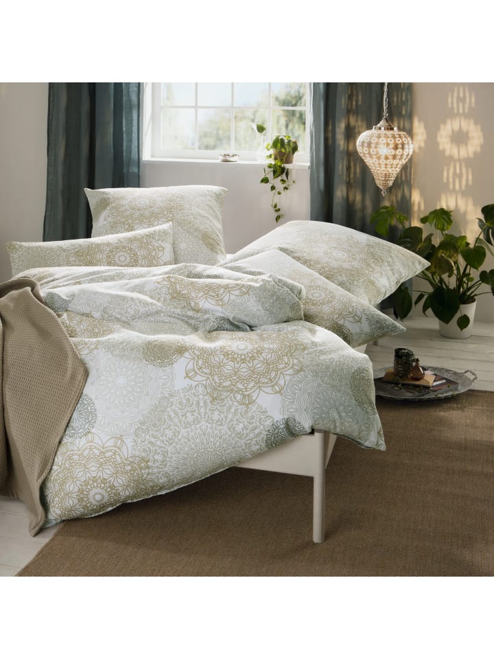 REDBEST Satin Bettwäsche in beige-hellgrau günstig kaufen