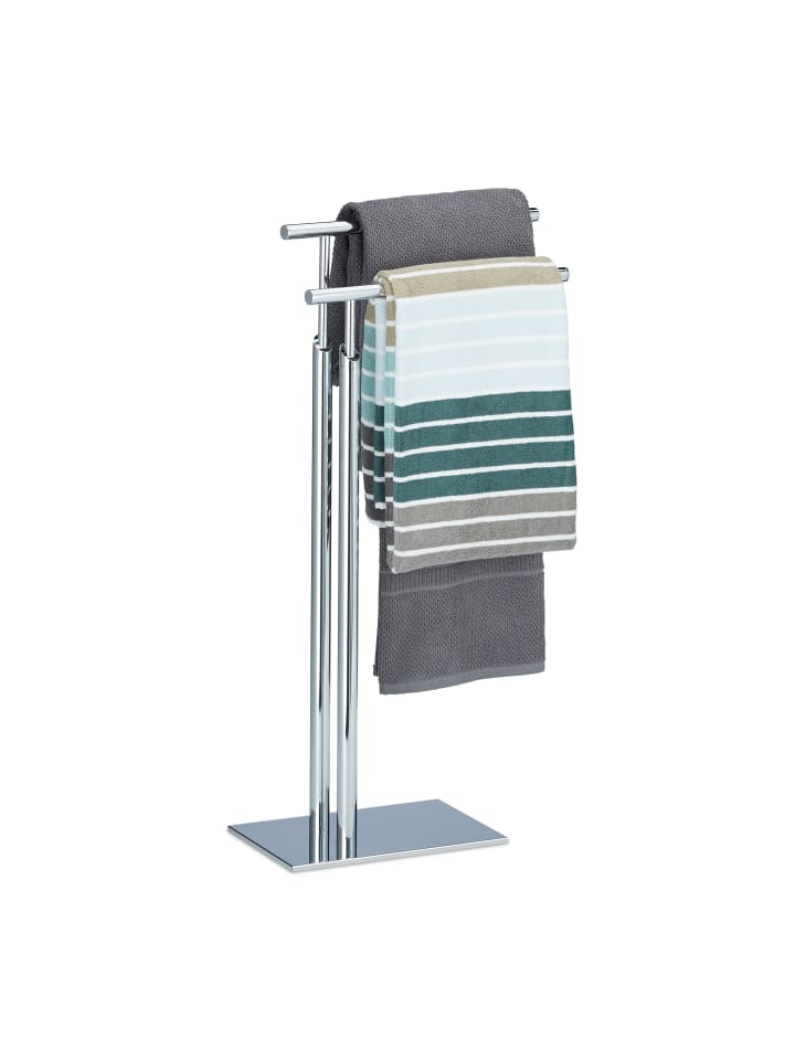 relaxdays Handtuchhalter in Silber - (B)46 x (H)78 x (T)20 cm günstig kaufen onesize