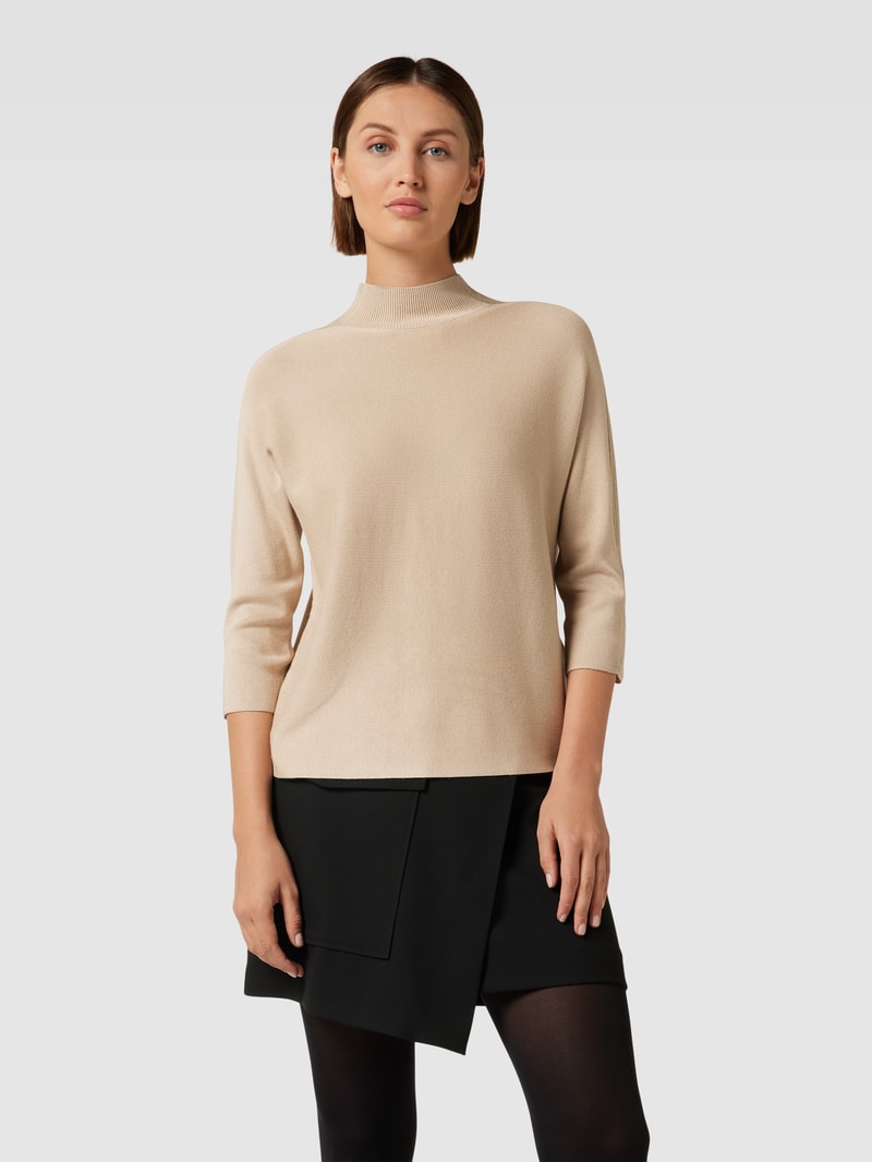 Strickpullover mit Stehkragen in sand