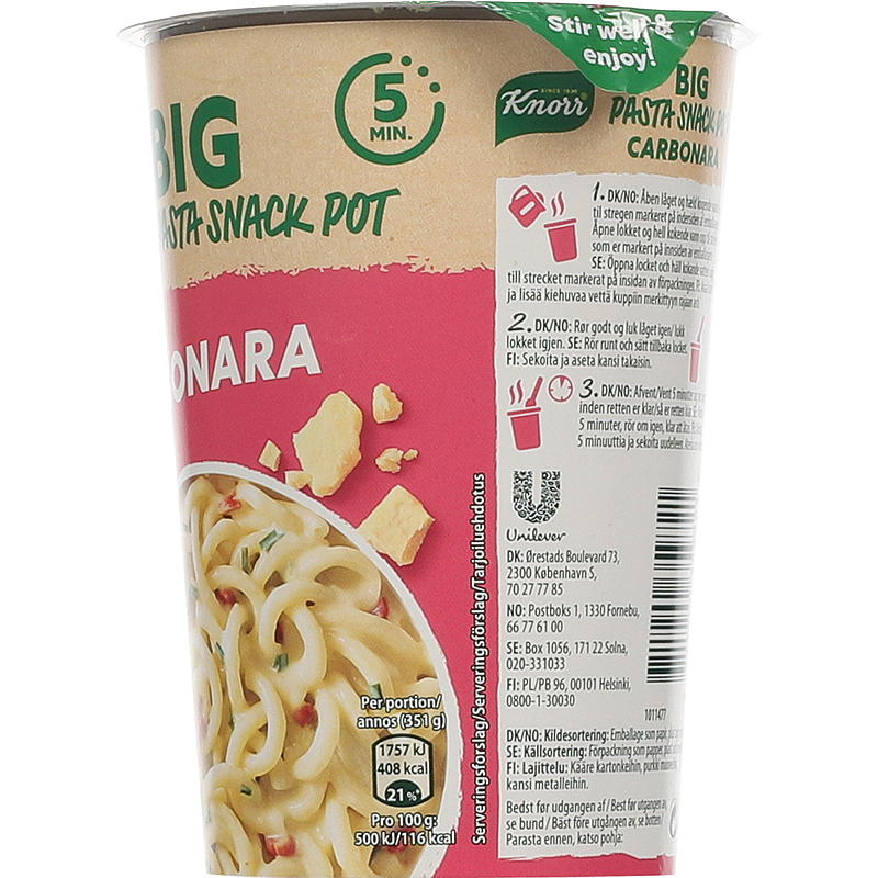Knorr Carbonara snack pot 92 g Knorr