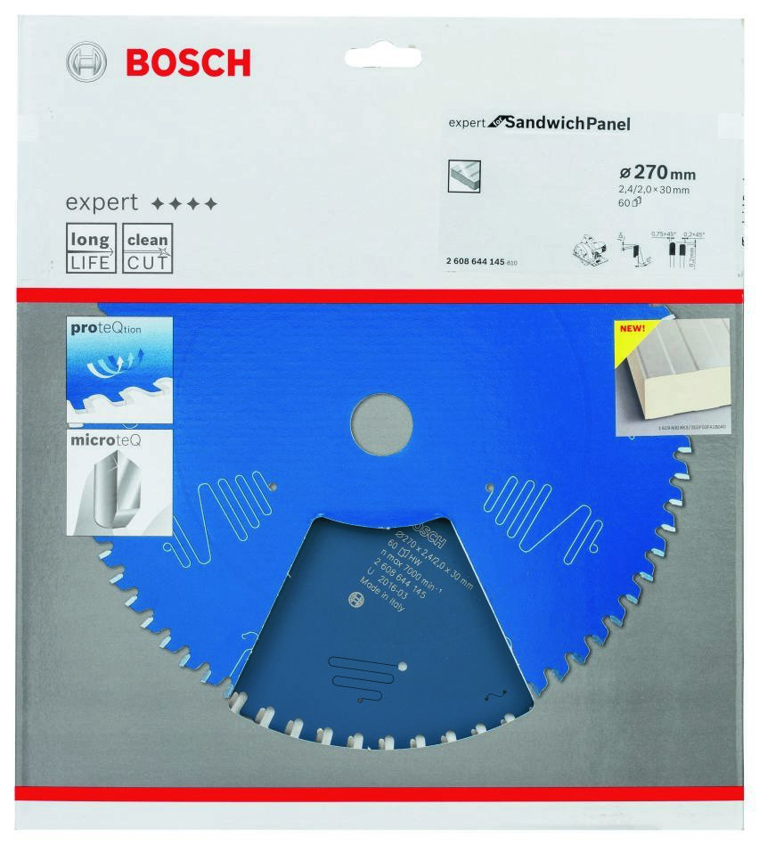 Bosch Blue Accessories 2608644145 Tarcza tnąca z węglików spiekanych Expert do płyt warstwowych 270 x 30 x 60T