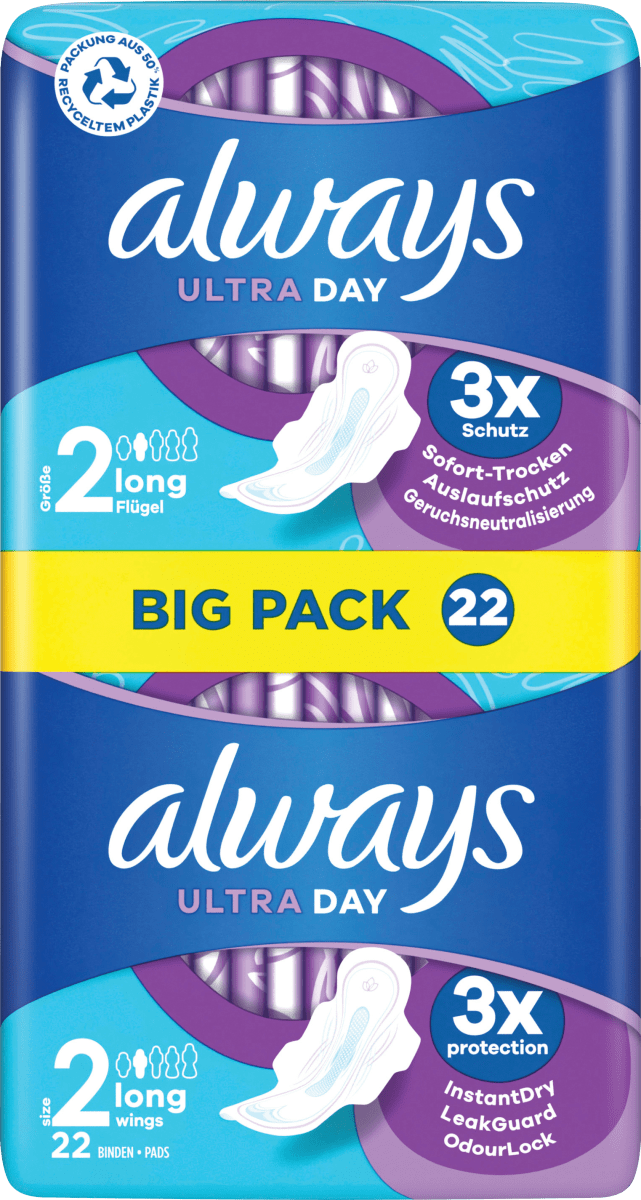 Ultra-Binden Long mit Flügeln BigPack, 22 St