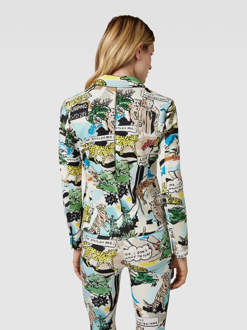 Blazer mit Allover-Motiv-Print in petrol