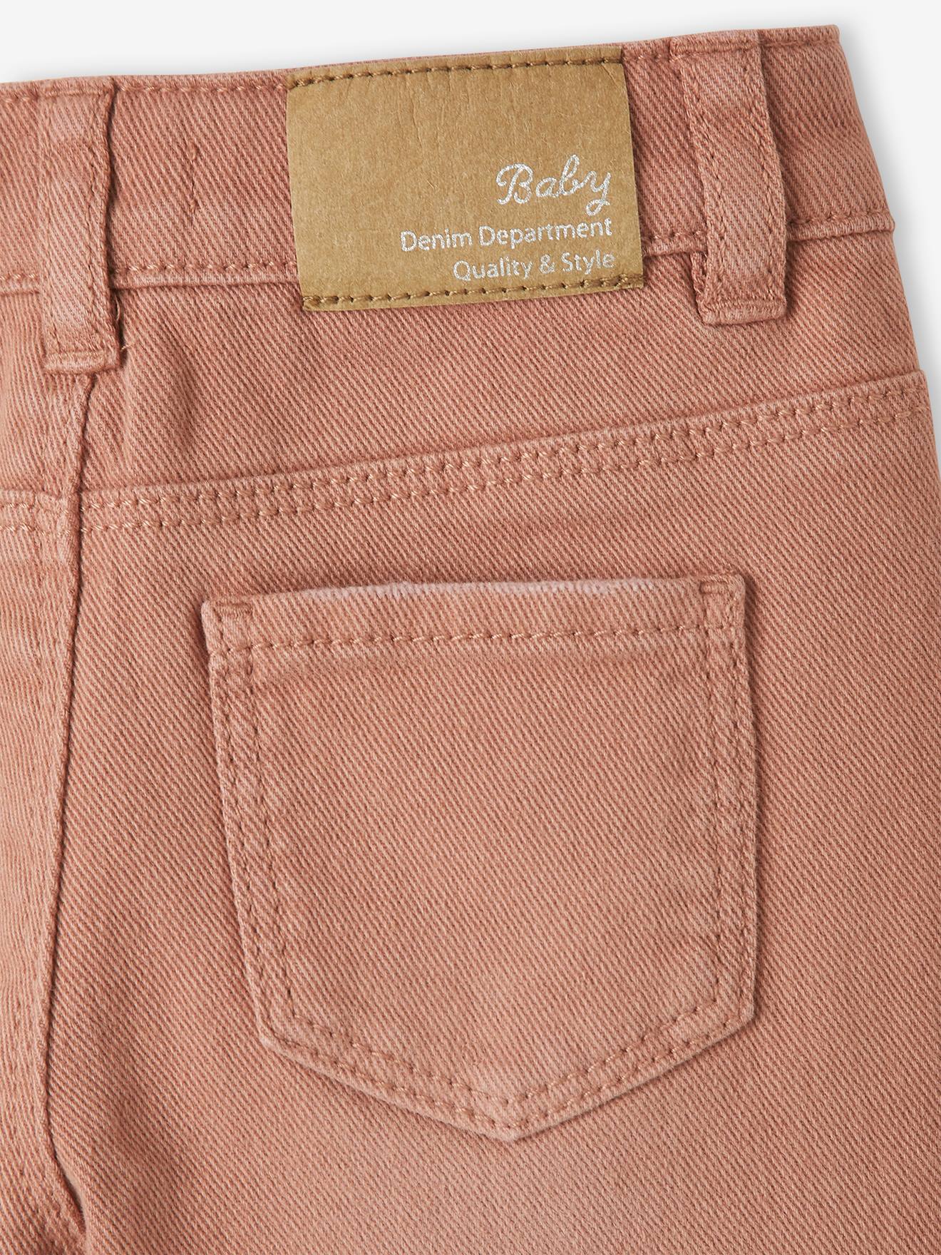 Slim brodé bébé en coton stretch brique