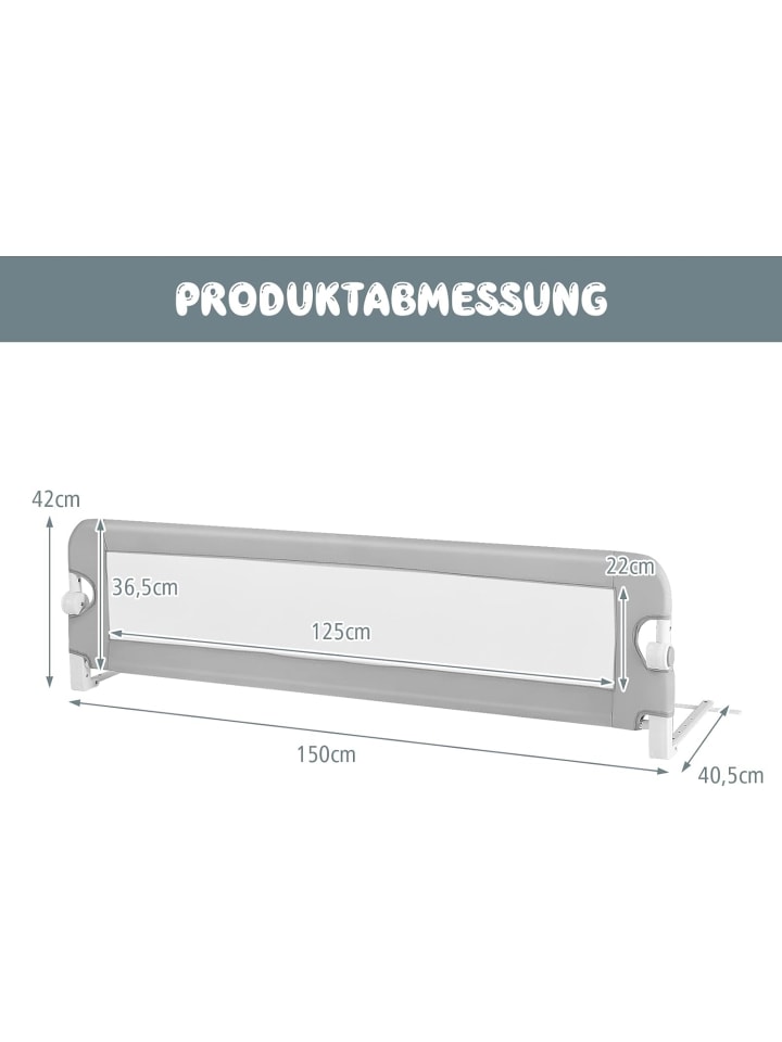 COSTWAY Bettgitter 150cm in Grau günstig kaufen 42 cm