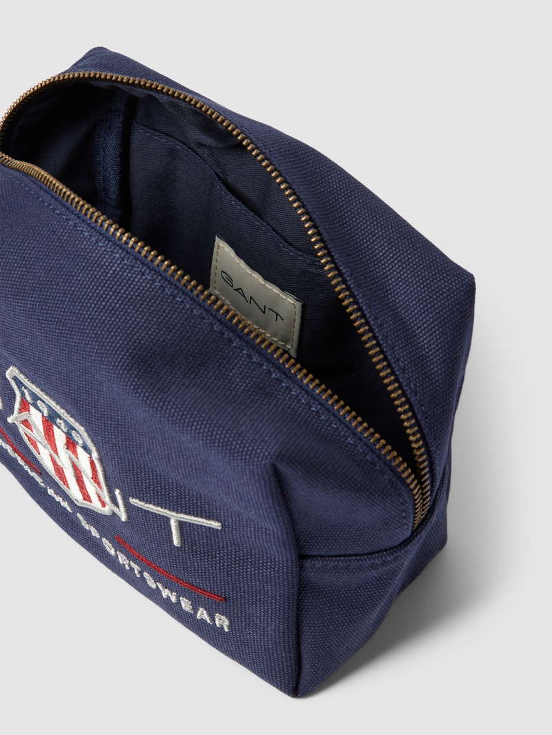 Kulturtasche mit Label-Stitching Modell 'COLOR SHIELD' in marineblau