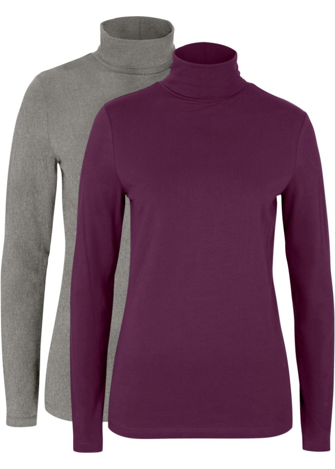 Langarmshirt mit Rollkragen (2er Pack)