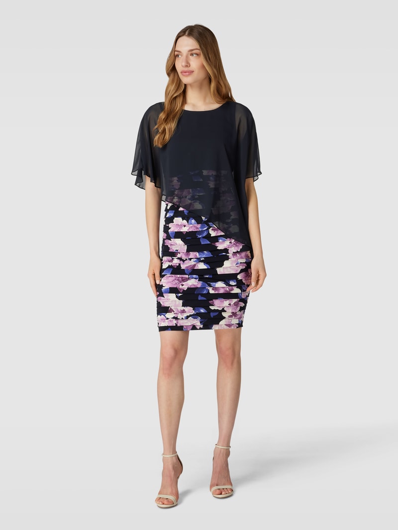 Cocktailkleid in Layer-Optik in marineblau meliert