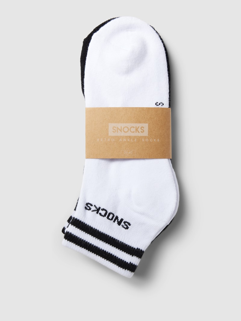 Socken mit Kontraststreifen Modell 'Retro' in weiß