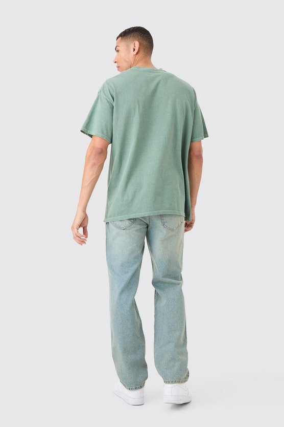 Relaxed Rigid Ripped Knee Jeans In Antique Blue