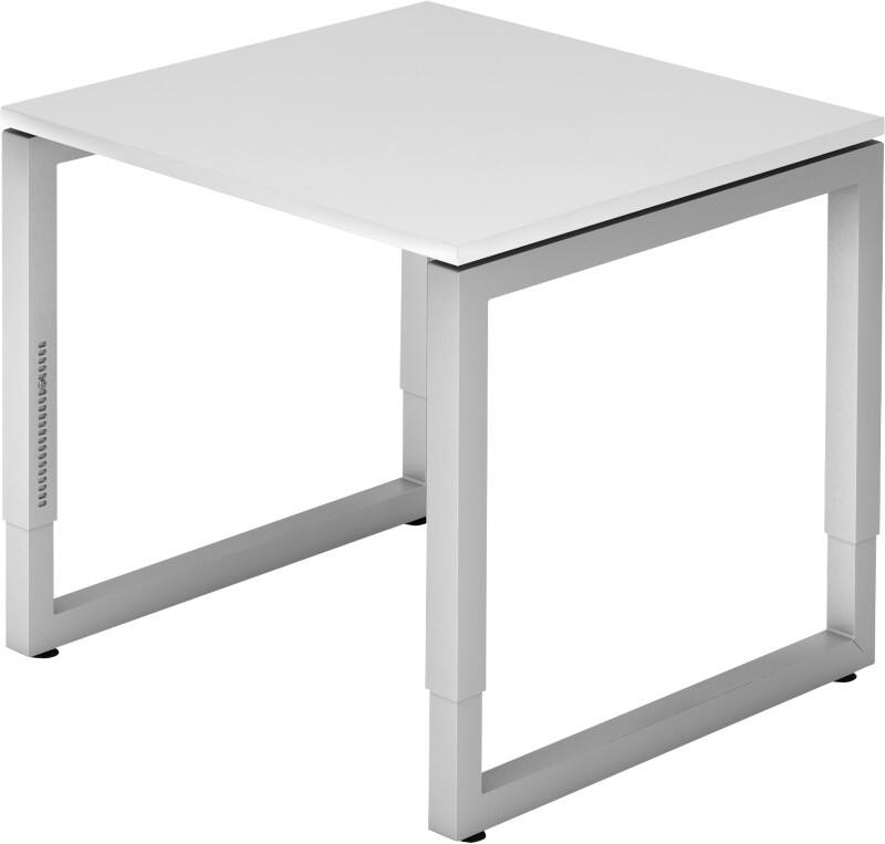 Hammerbacher R Serie Höhenverstellbar Schreibtisch Rechteckig Holz Silber Wangen-Fuß 800 mm