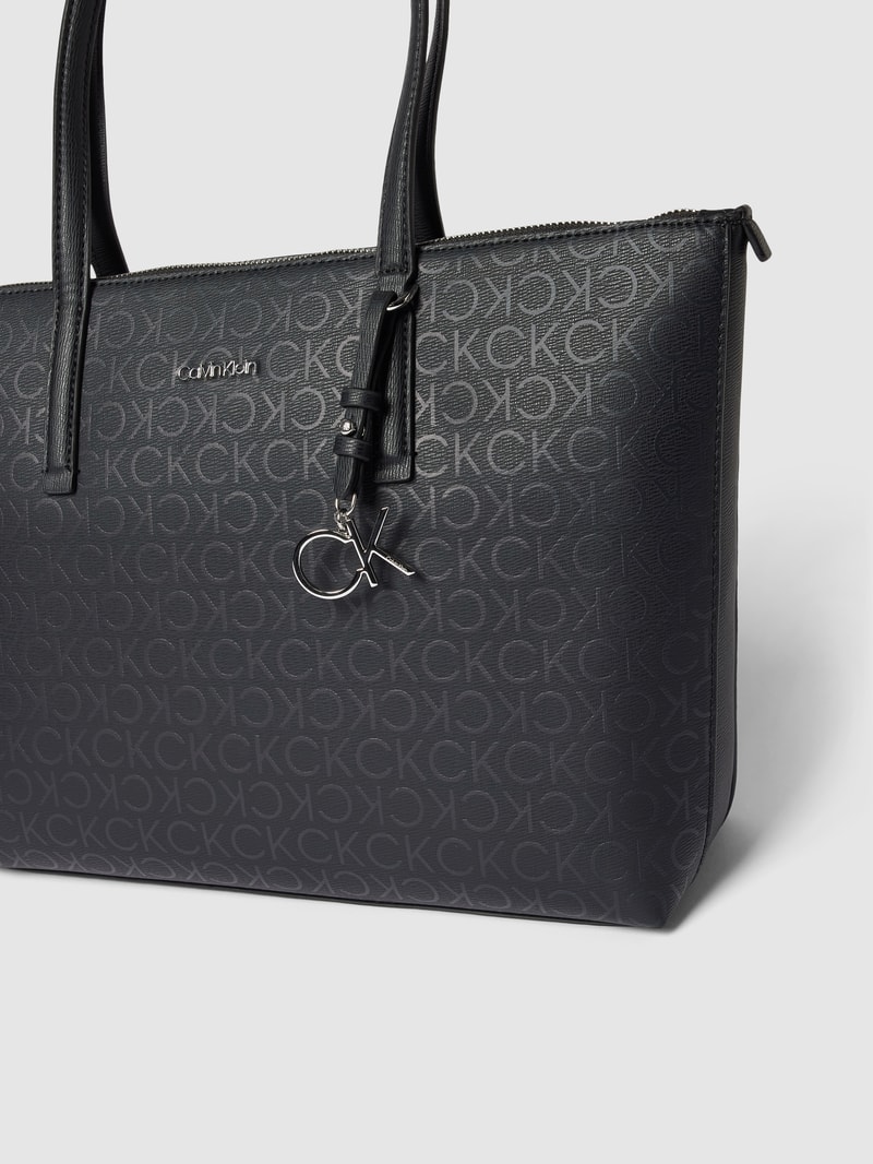Shopper mit Allover-Logo in schwarz