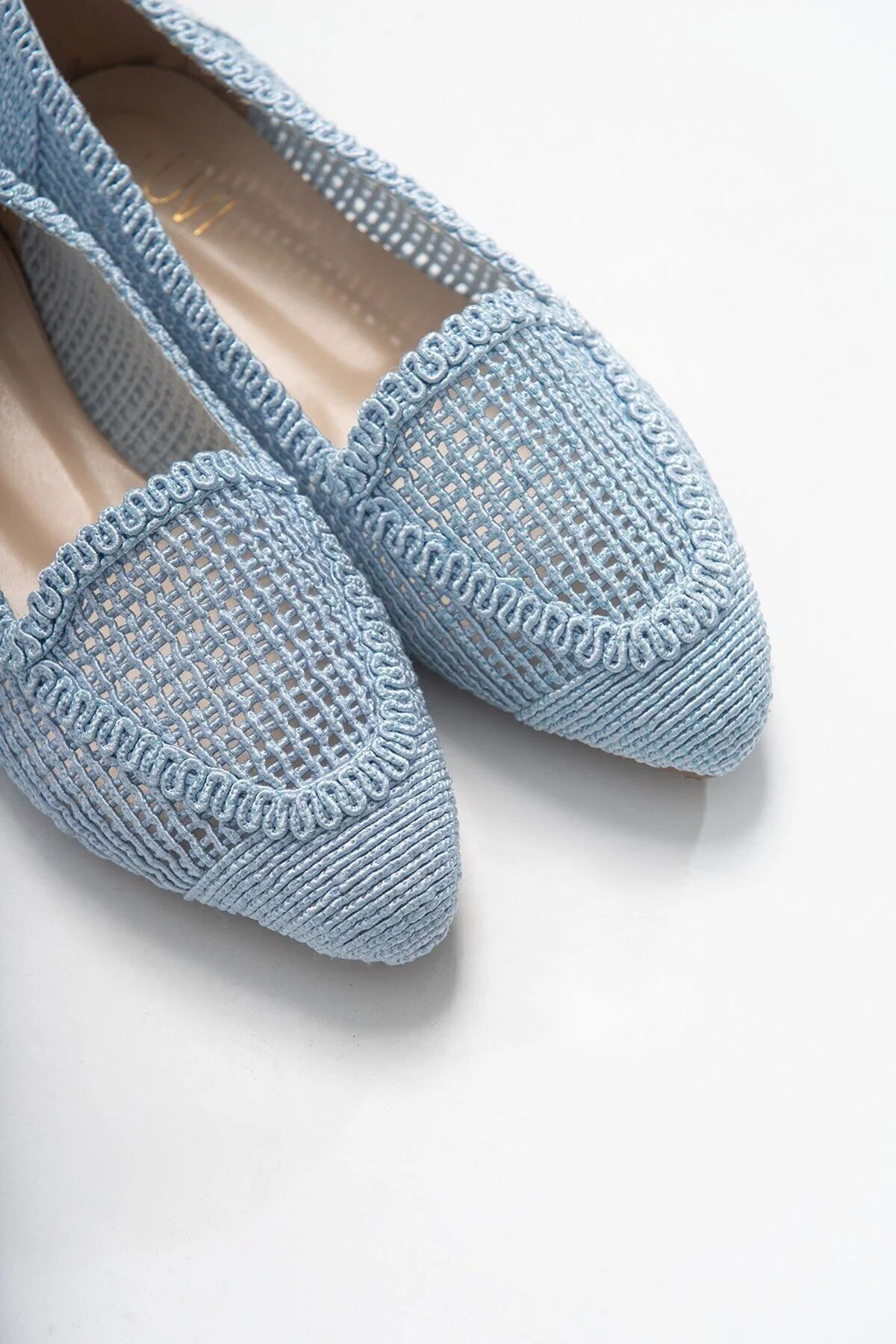 LuviShoes  Blaue gestrickte Ballerina-Schuhe für Damen 101