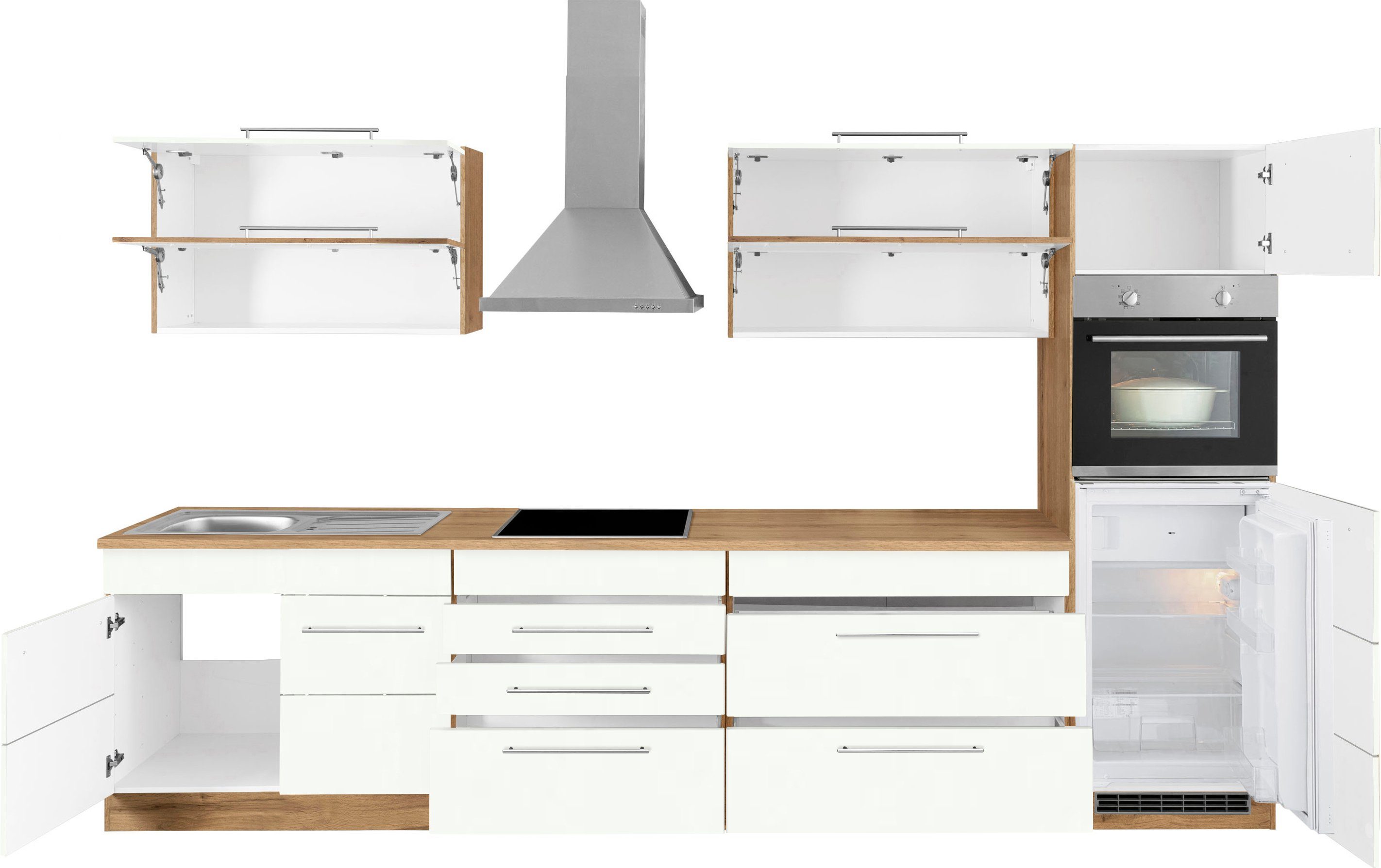 HELD MÖBEL Küchenzeile Wien, Breite 340 cm, wahlweise mit E-Geräten und Induktion
