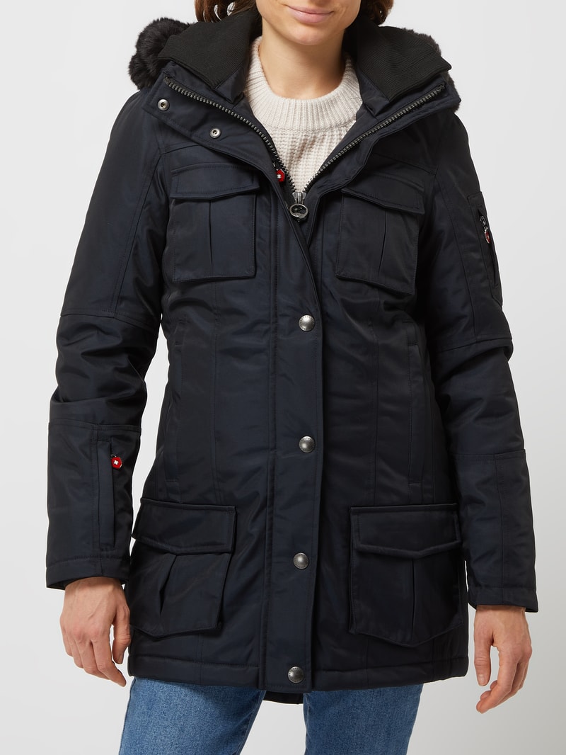 Schneezauber 66 Funktionsjacke mit Webpelz - wattiert in marineblau