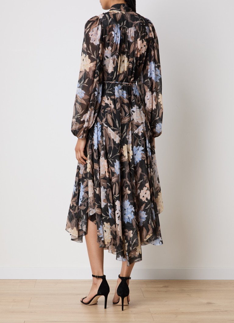 Zimmermann Eden midi dress with floral print and tie belt