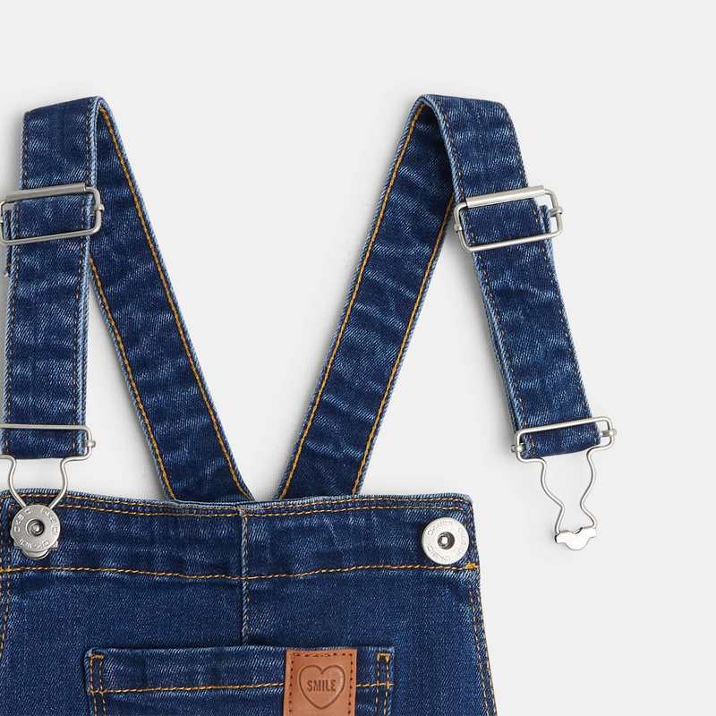Salopette en jean flare bleue fille