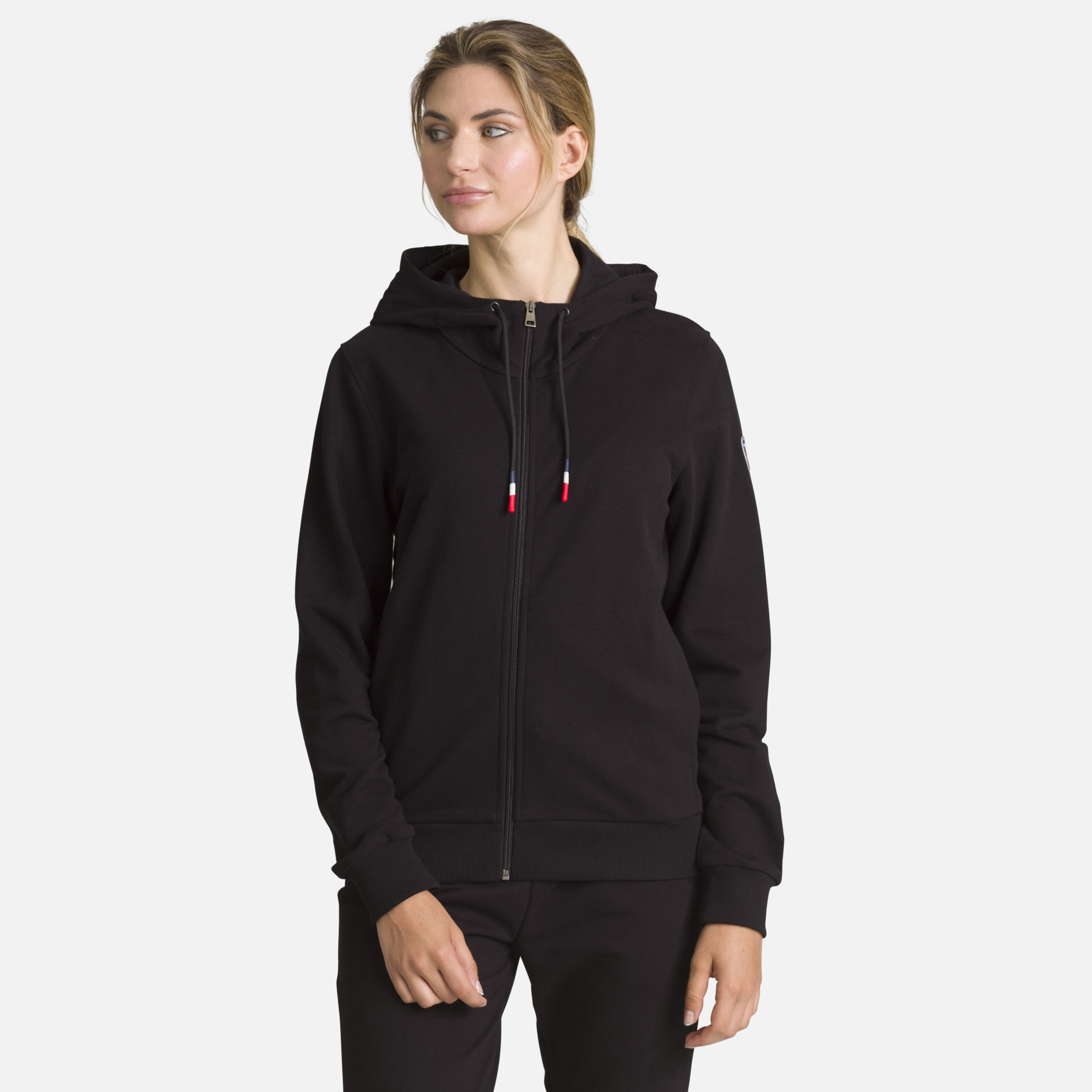 Sweat en coton à capuche zippé Logo Femme