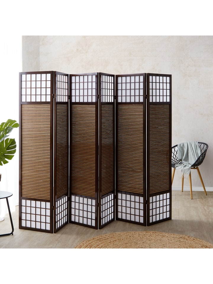 Homestyle4u 6-tlg. Paravent in Braun 264x175 günstig kaufen onesize