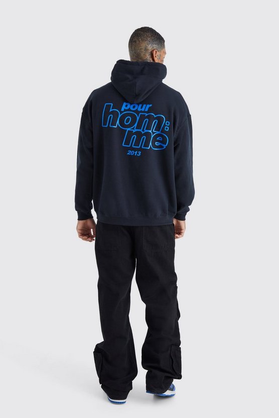 Oversize Hoodie mit Pour Homme Print