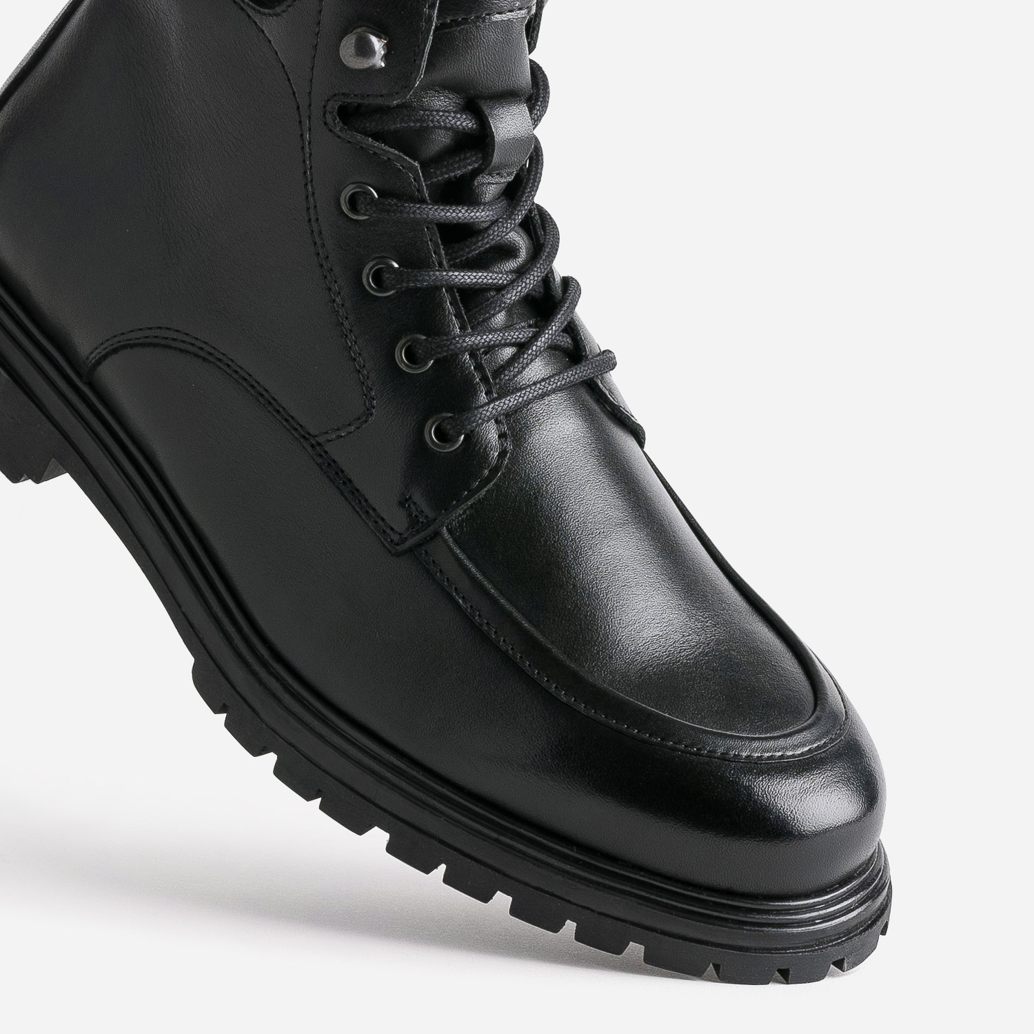 Boots à lacet noir en cuir