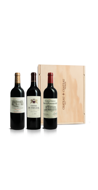 Bordeaux Coffret - Grands Vins rives gauche (3 bt) Haut Marbuzet 2017, Saint-Estèphe - Château Saint-Pierre 2012, Saint-Julien - Château de Fieuzal 2016, Pessac-Léognan