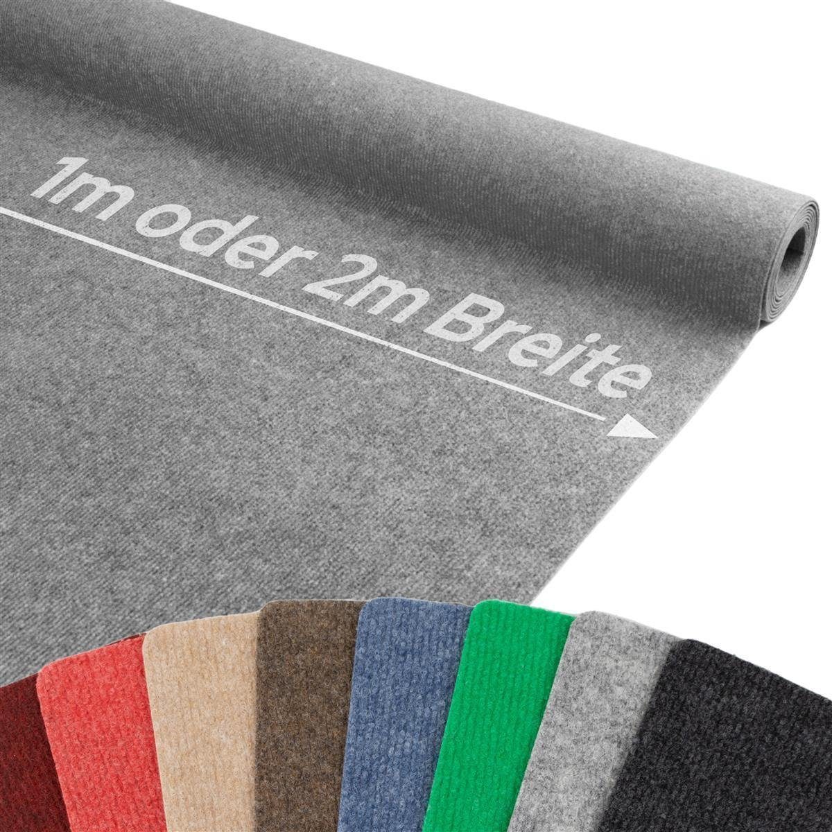 Nadelvliesteppich Rips MENORCA Meterware B1 zertifiziert- Grau - 1,00m x 1,00m, Primaflor-Ideen in Textil, rechteckig, Höhe: 2,5 mm