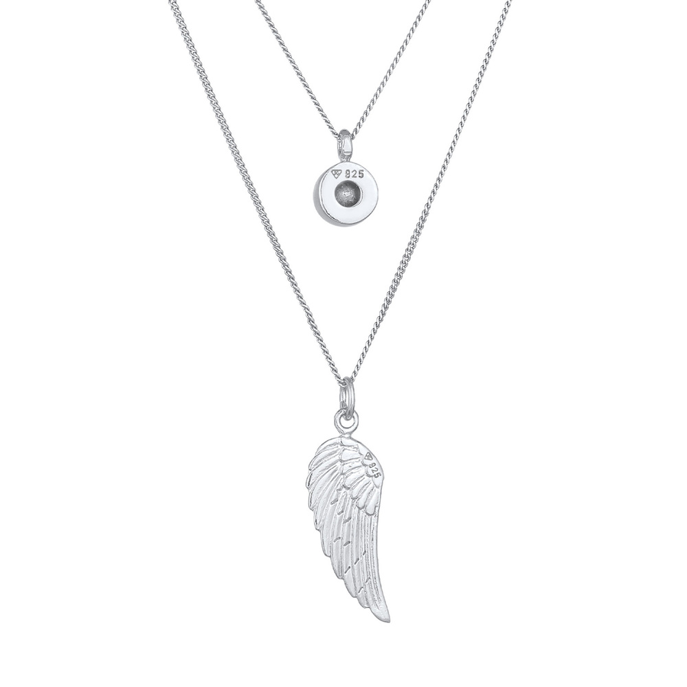 Elli Elli Collier Symbole d'Ailes de couche pour Femmes avec cristal en Argent Sterlin collier