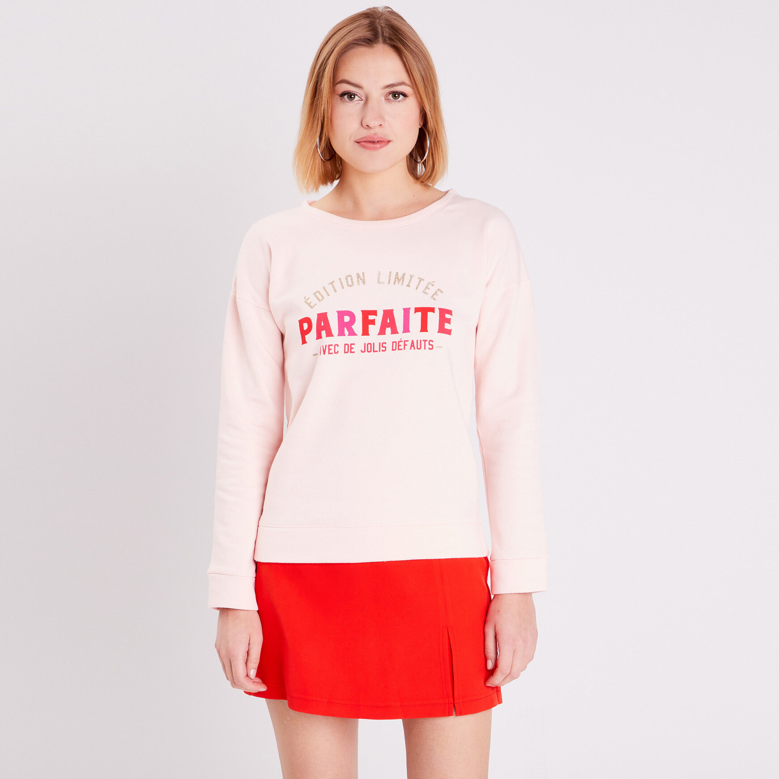 Sweat à manches longues rose clair femme | Cache Cache