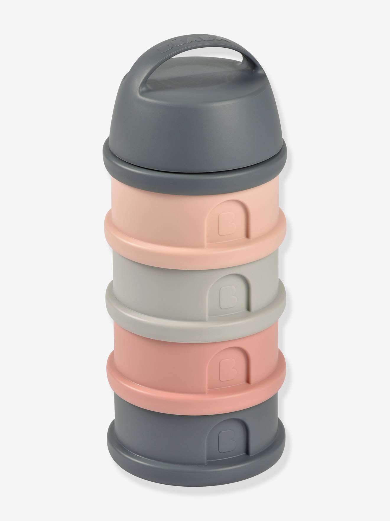 Boîte doseuse de lait 4 compartiments BEABA mineral grey/pink
